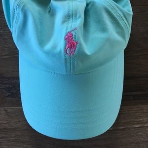 Ralph Lauren Turquoise and Pink Stretch Golf Cap